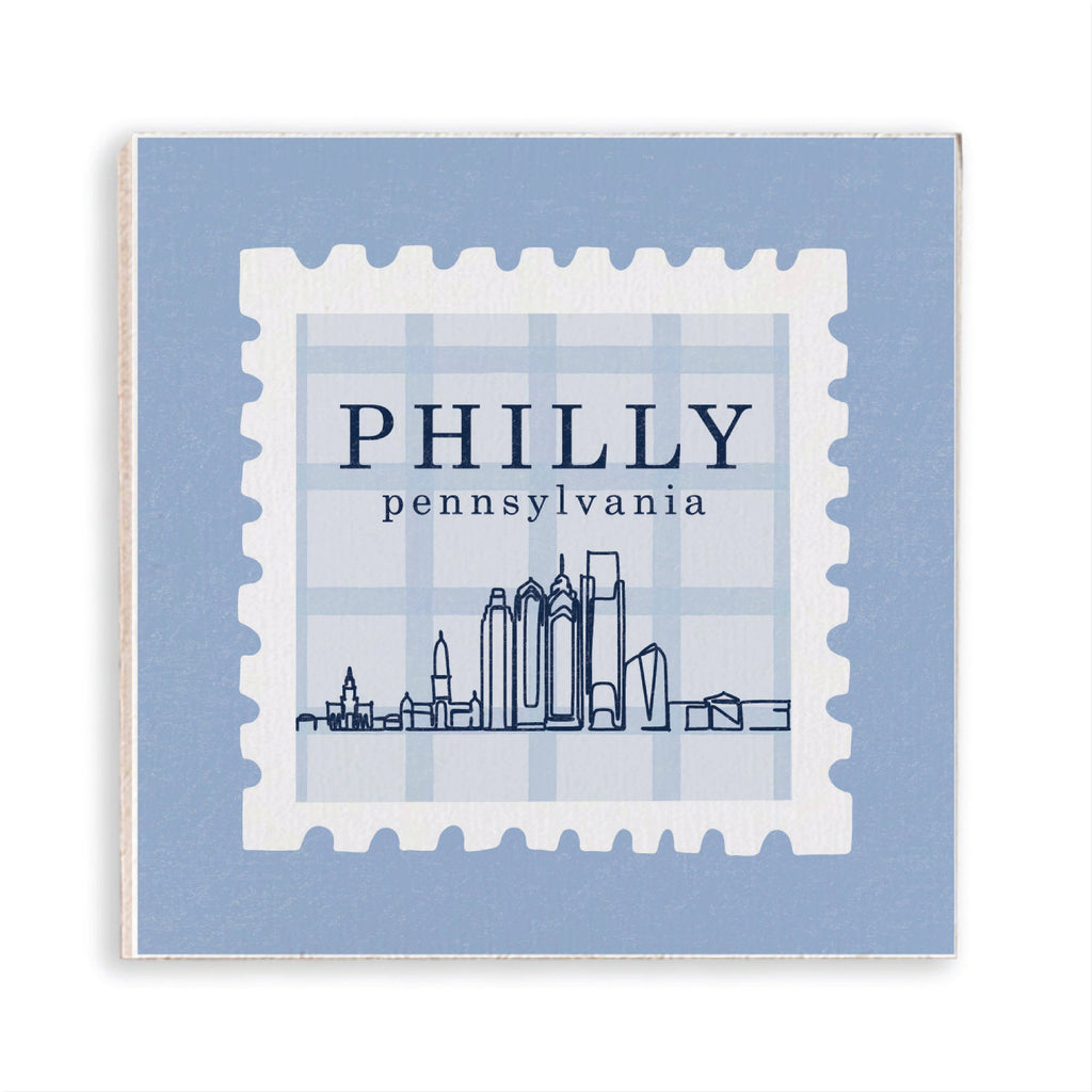 Philly Skyline Blue Stamp Magnet | Philly Gift | Souvenir
