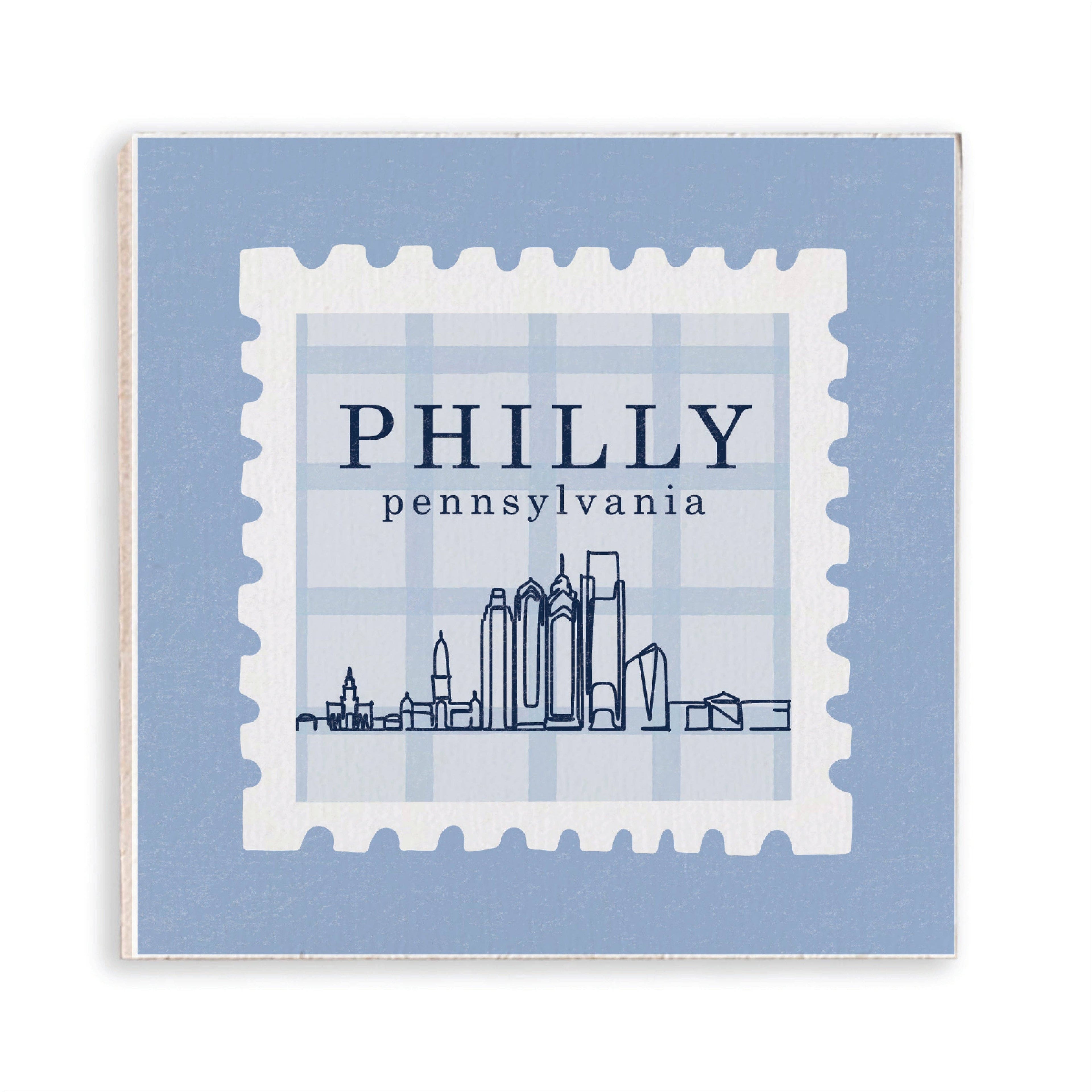 Philly Skyline Blue Stamp Magnet | Philly Gift | Souvenir