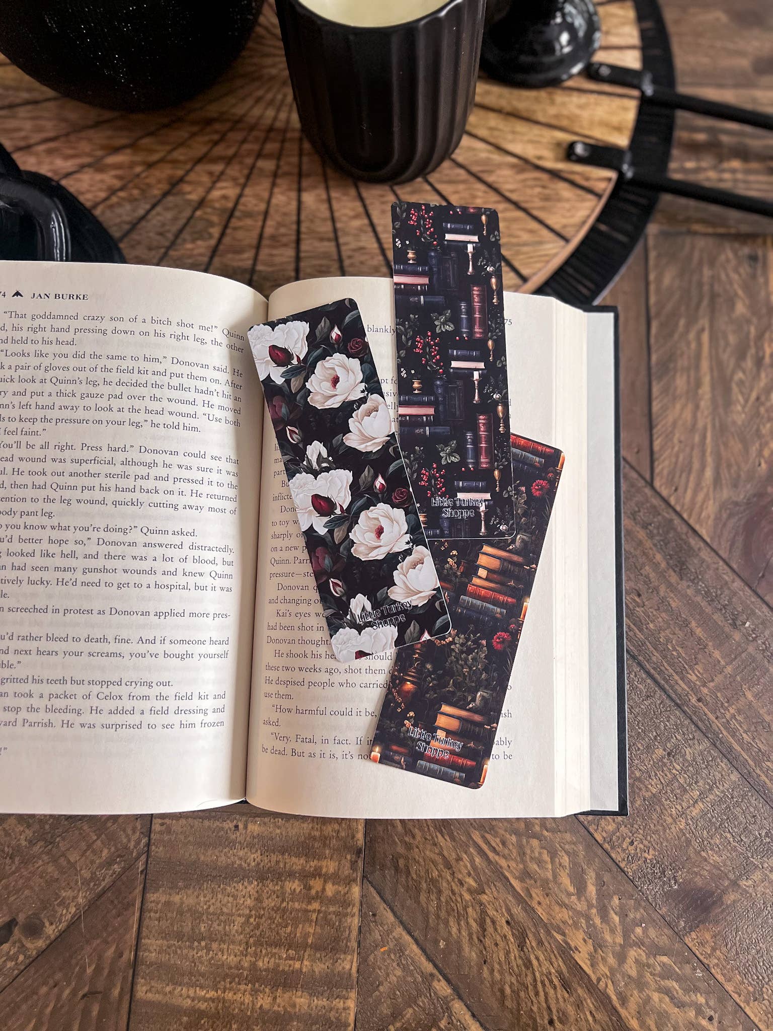 Dark Floral Bookmark Set, Dark Academia