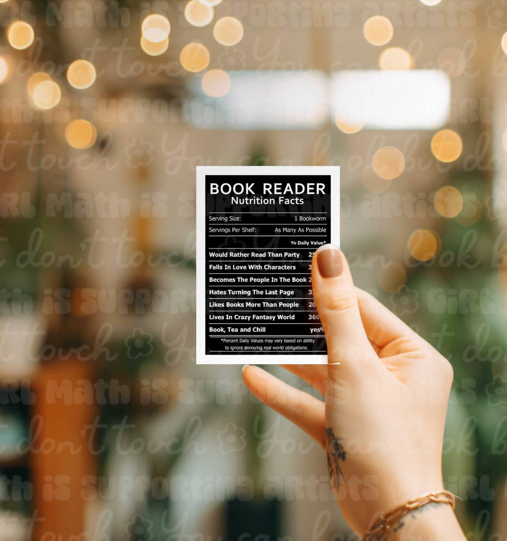 Book Reader Nutrition Facts Sticker