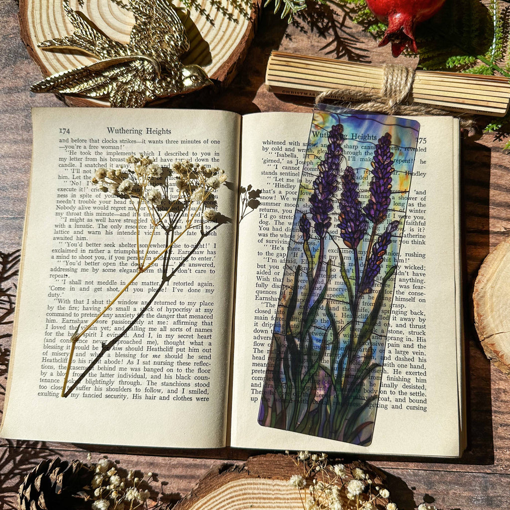 Lavender Floral Stained Glass Bookmarks
