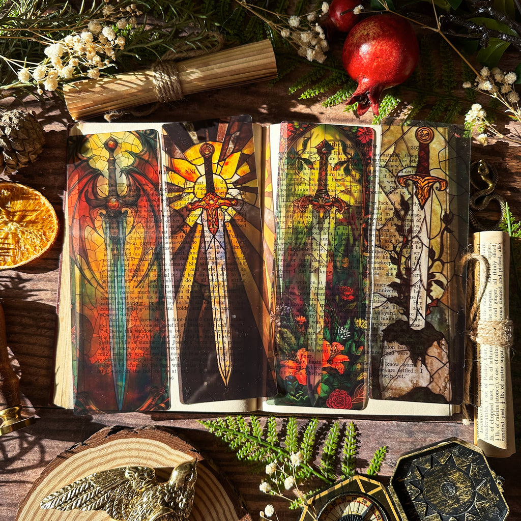 Excalibur Sword in Stone Stained Glass Bookmarks