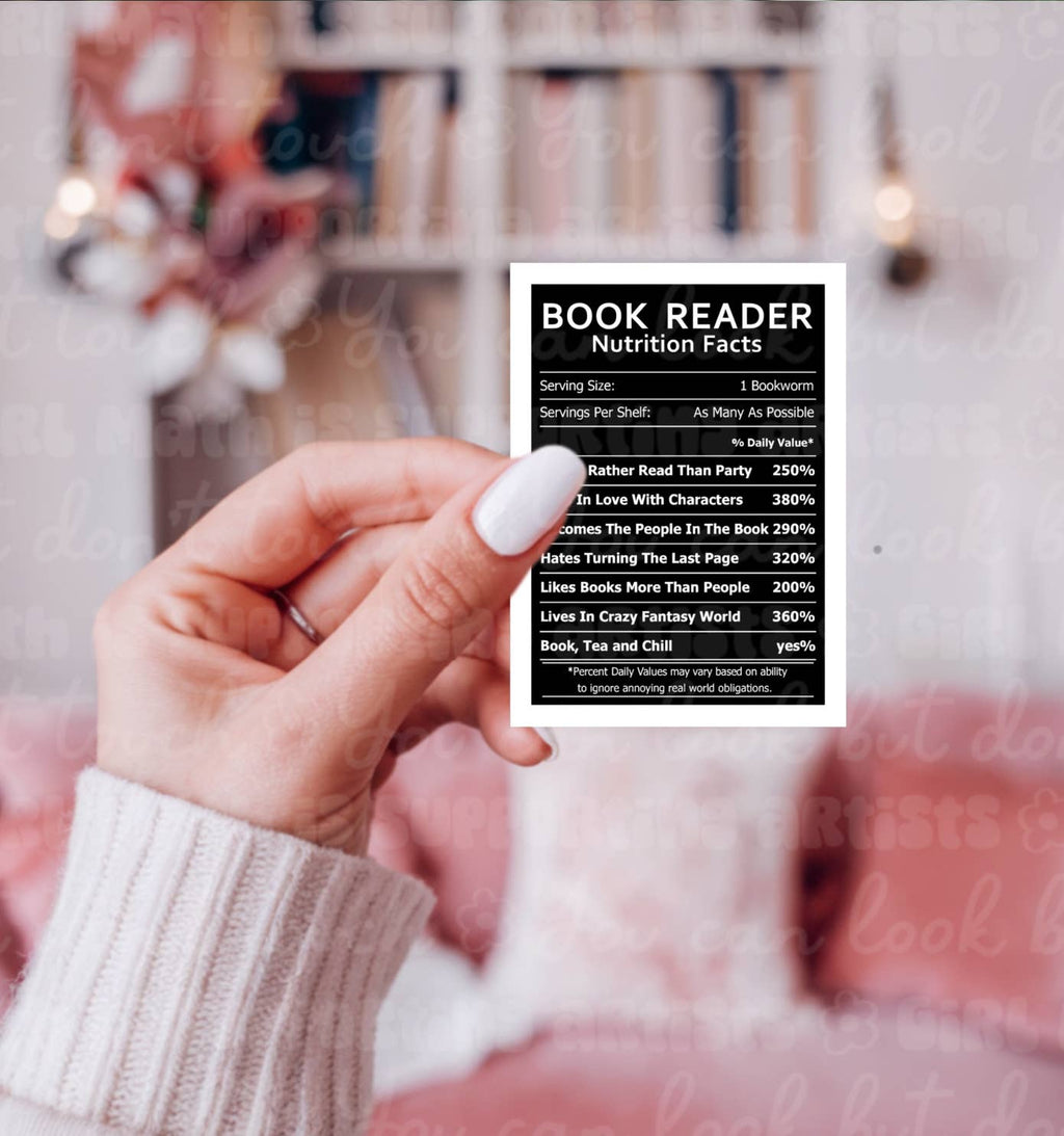 Book Reader Nutrition Facts Sticker