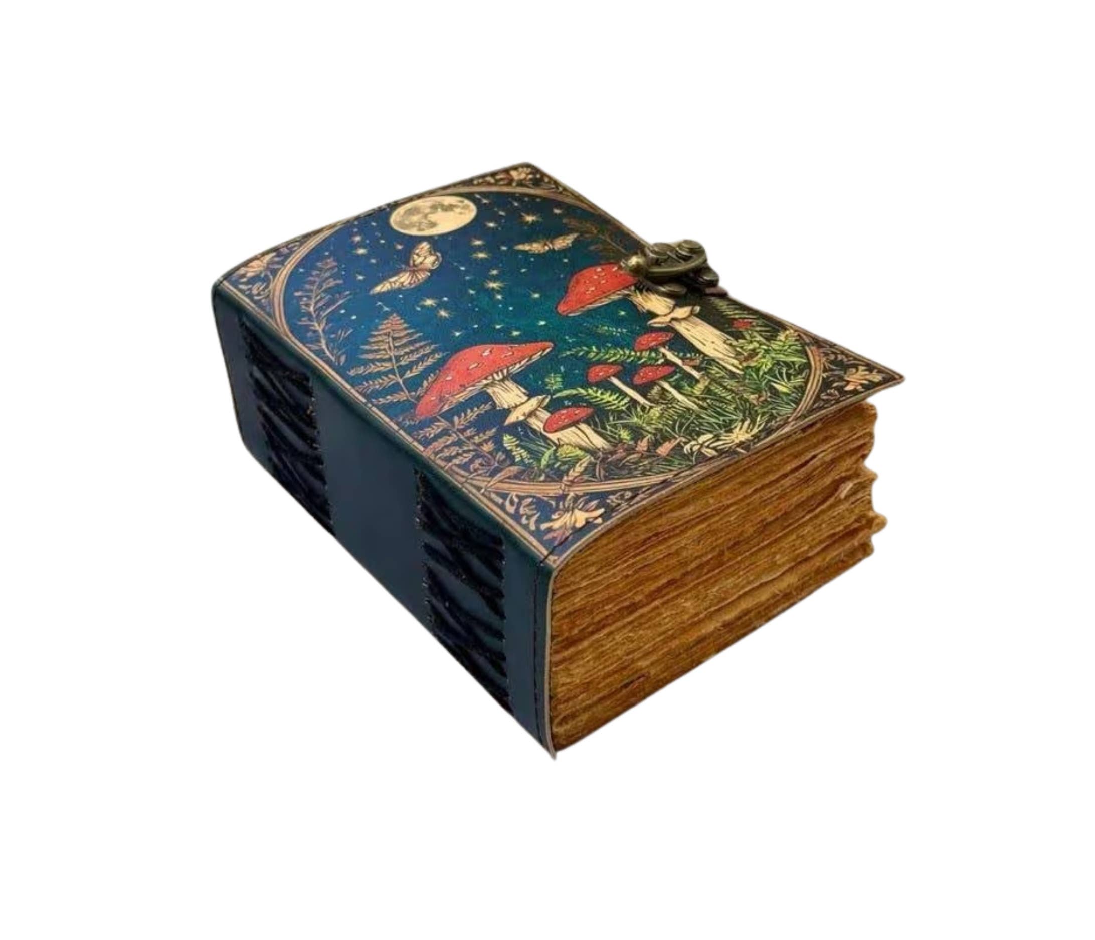 Mushroom Leather Journal Notebook Travel Diary Spell Book