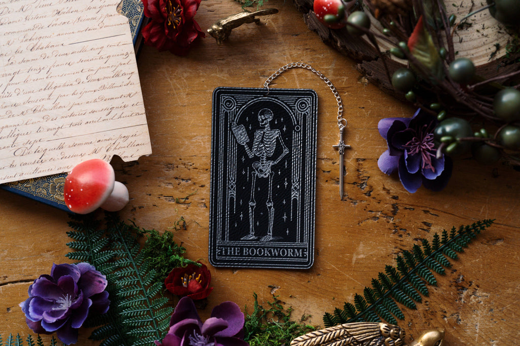 The Bookworm Tarot Card Faux Leather Bookmark