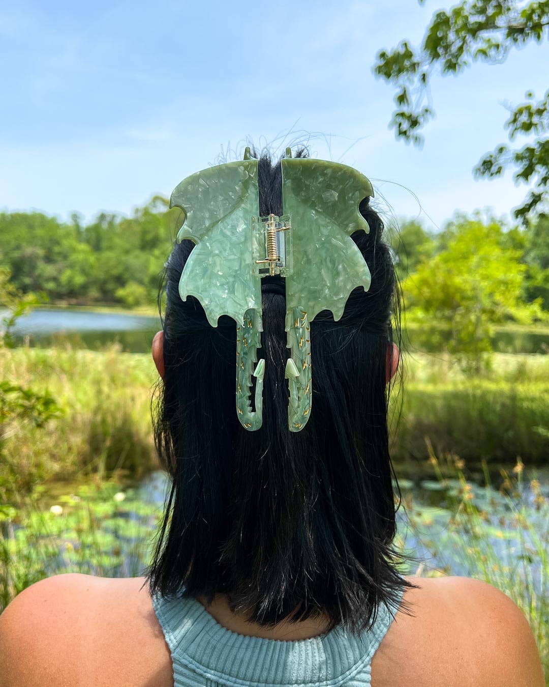 Dragon Hair Claw Clip - Large Green | Hair Accessories