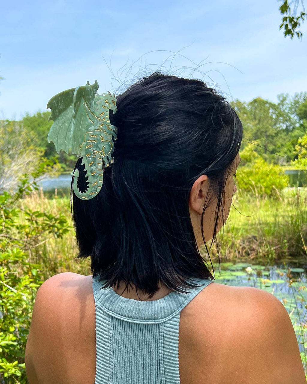 Dragon Hair Claw Clip - Large Green | Hair Accessories