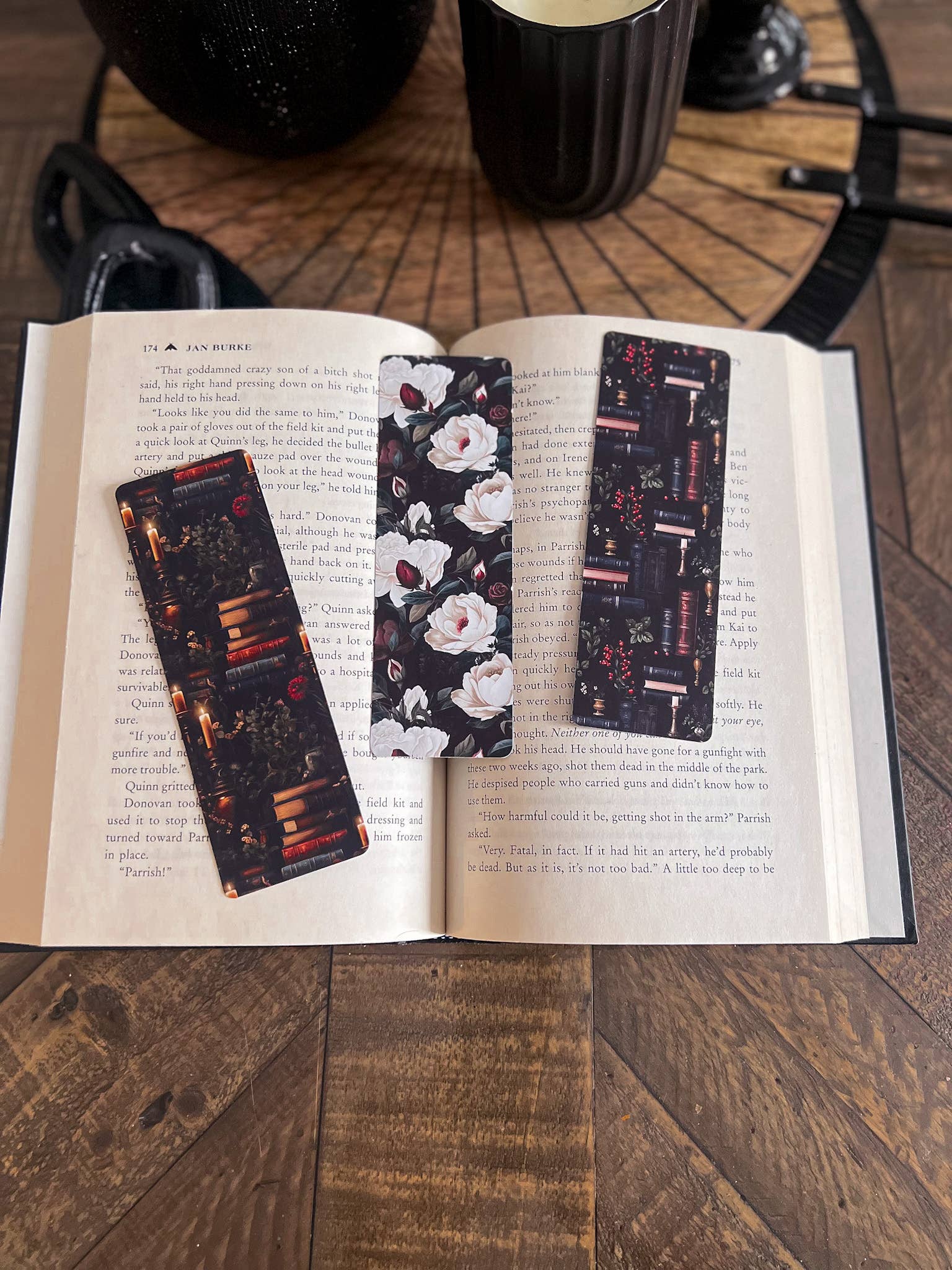 Dark Floral Bookmark Set, Dark Academia