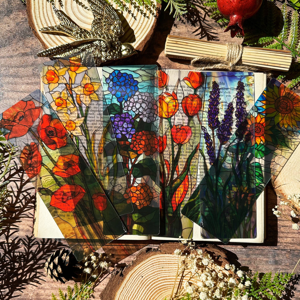 Hydrangeas Floral Stained Glass Bookmarks