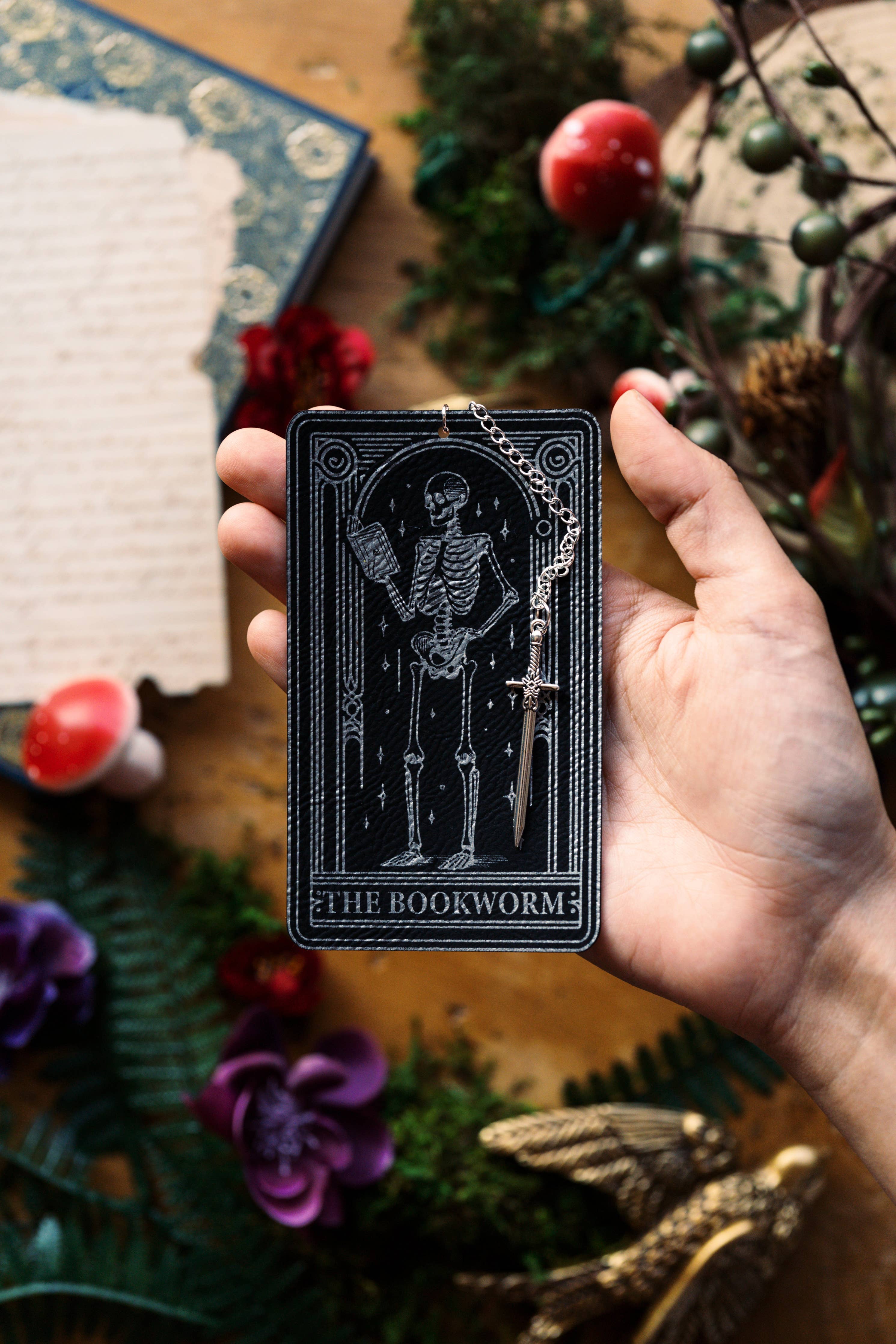 The Bookworm Tarot Card Faux Leather Bookmark