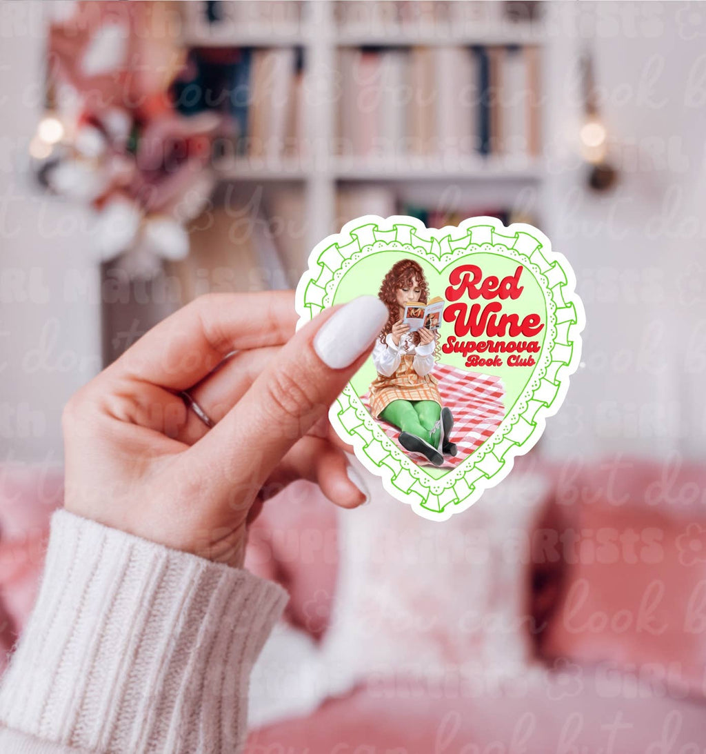 Red Wine Book Club Bookish Sticker