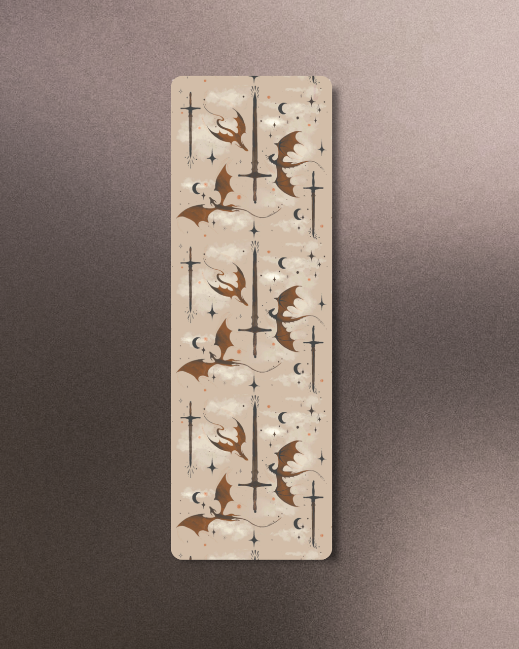 Beige Dragons and Swords Bookmark