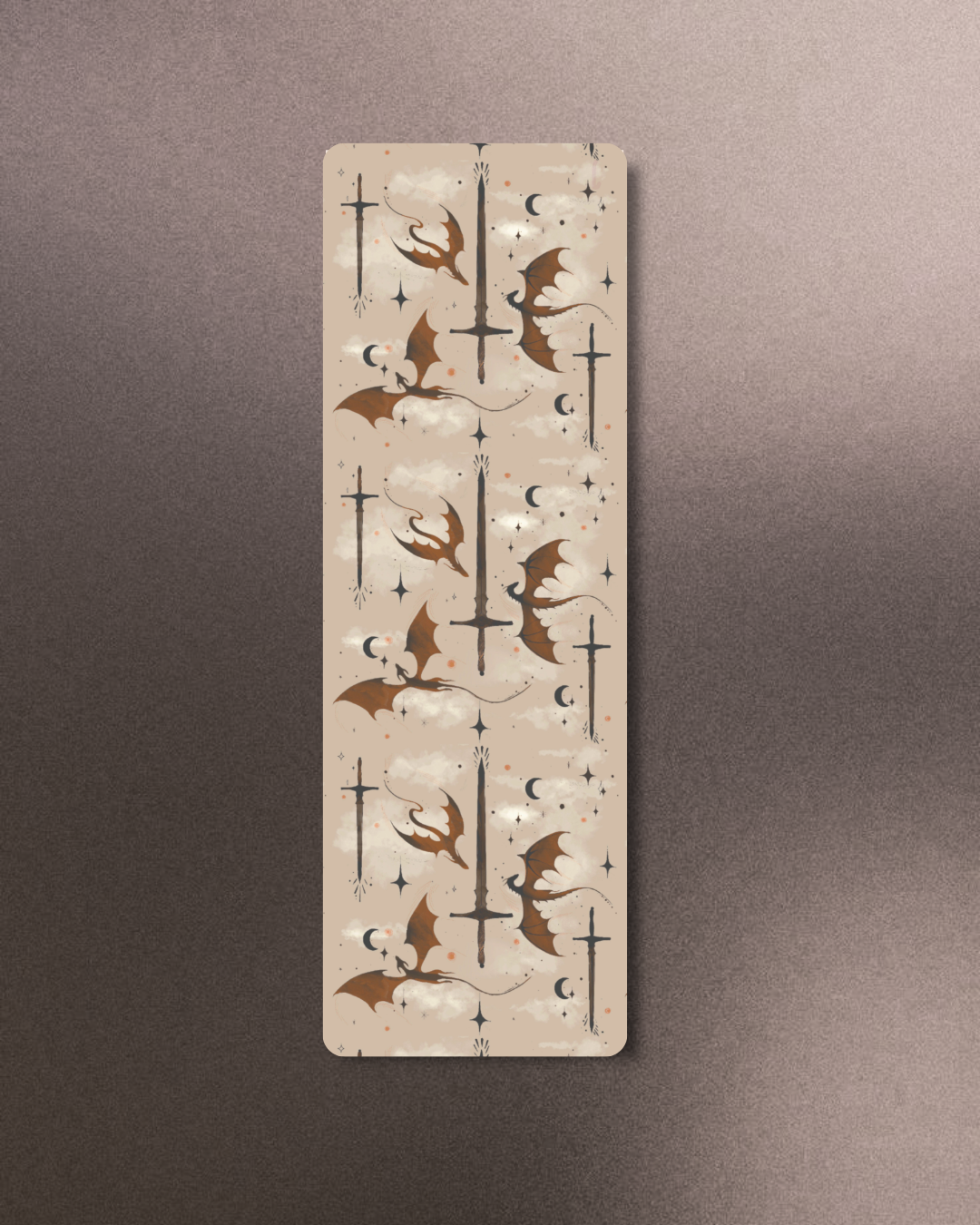 Beige Dragons and Swords Bookmark