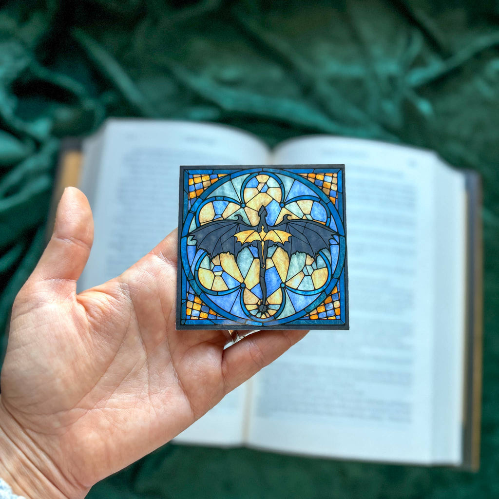 Fourth Wing Stained Glass Dragons 3.5" Magnet Bookish Gift
