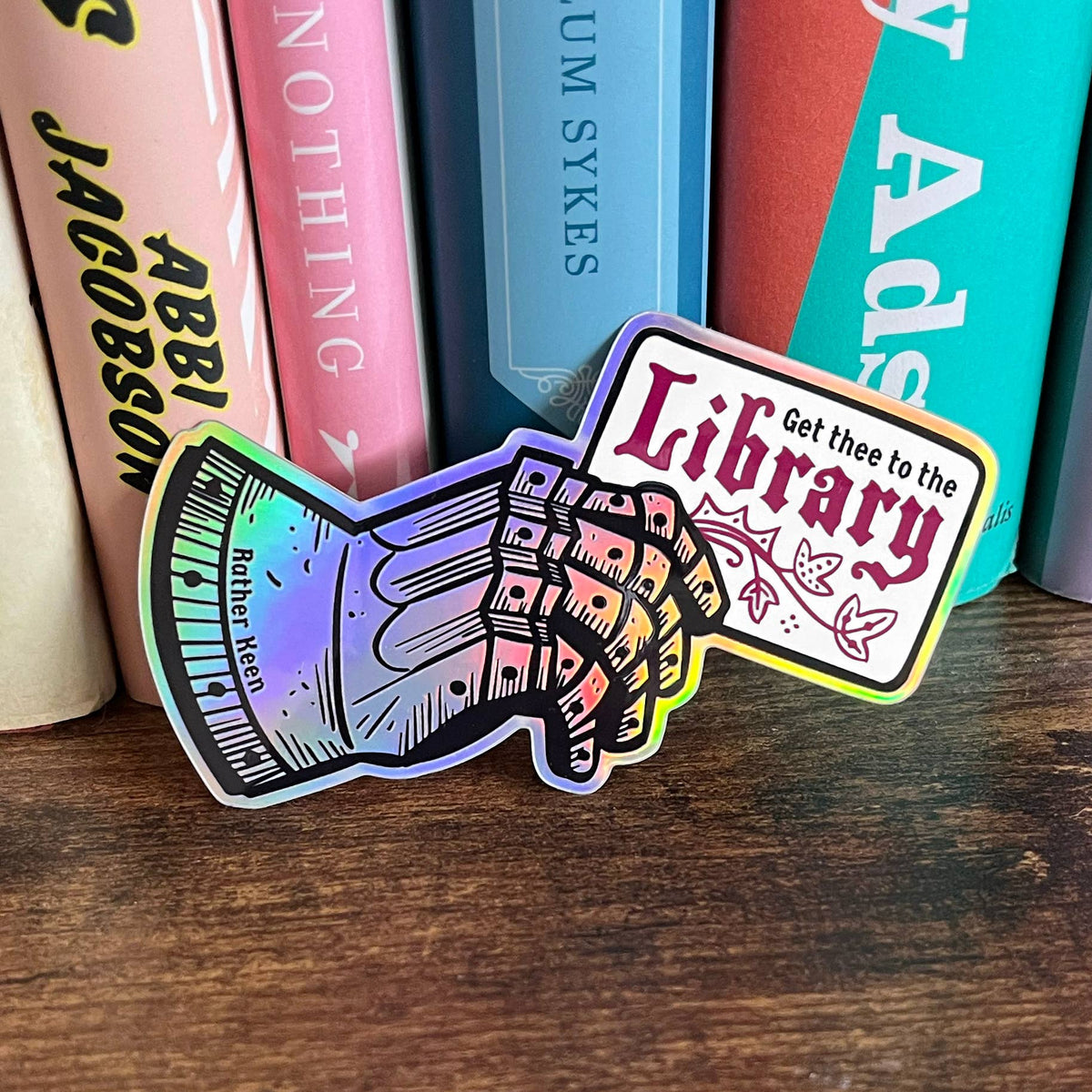 Knight's Library Card vinyl sticker - gauntlet sticker