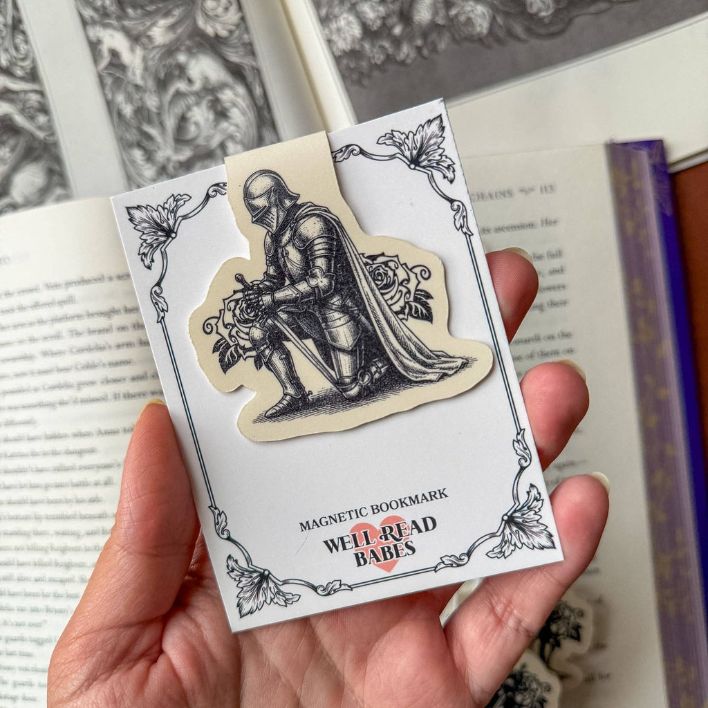 Kneeling Knight Magnetic Bookmark Book Lover Gift Romantasy