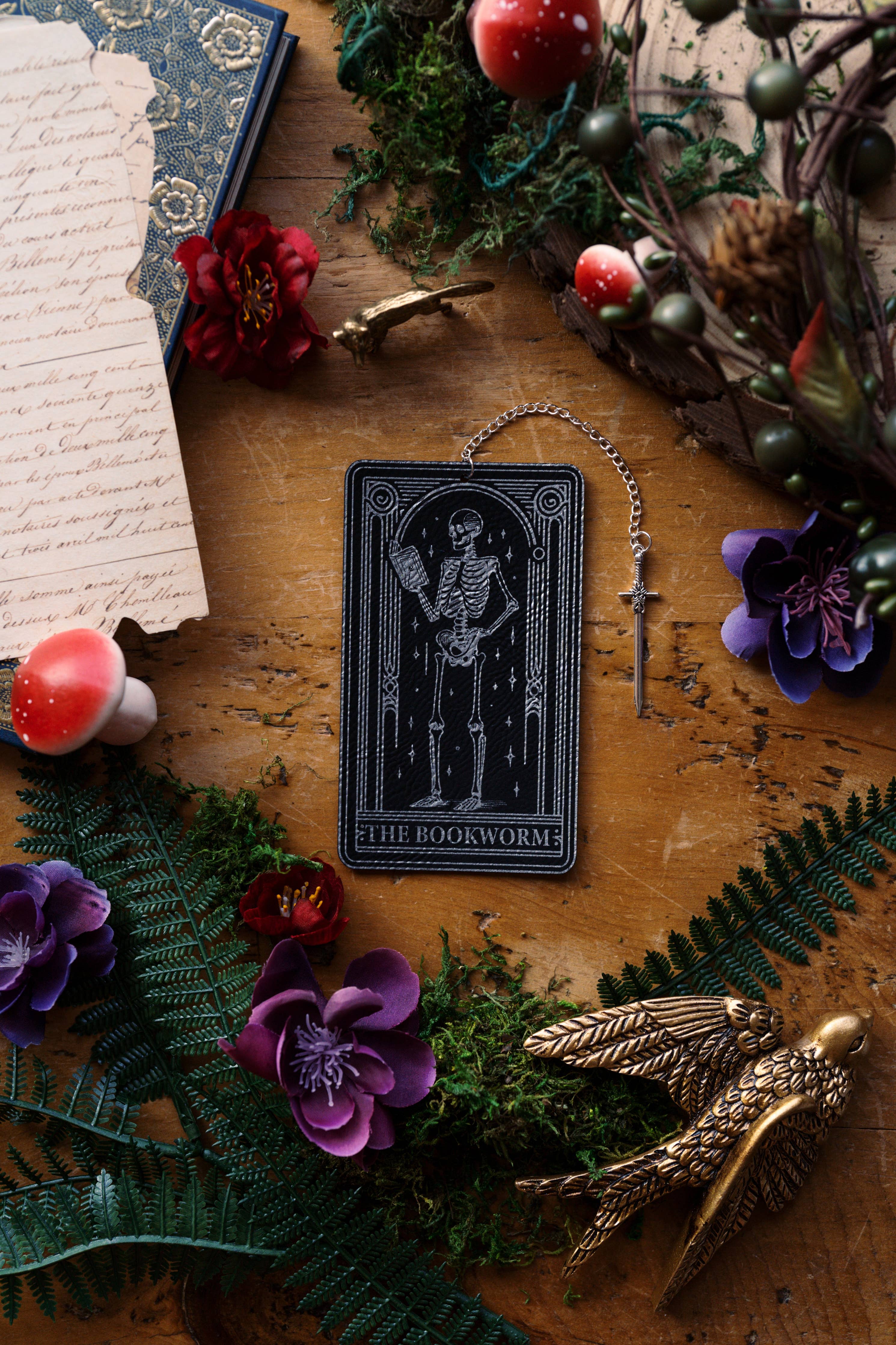 The Bookworm Tarot Card Faux Leather Bookmark