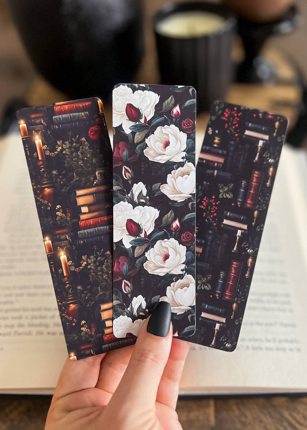 Dark Floral Bookmark Set, Dark Academia