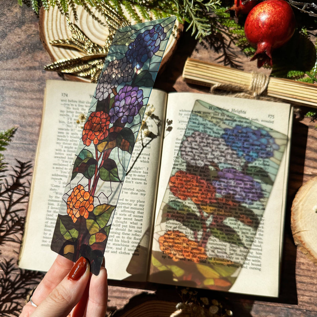 Hydrangeas Floral Stained Glass Bookmarks