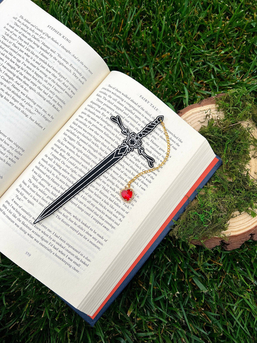 Heart Piercer Sword Faux Leather Bookmark