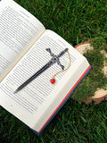 Heart Piercer Sword Faux Leather Bookmark