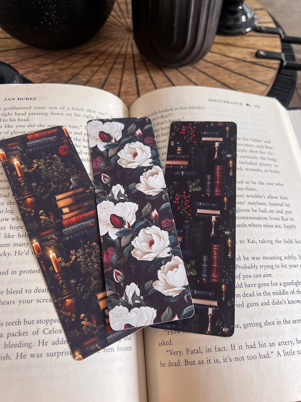 Dark Floral Bookmark Set, Dark Academia