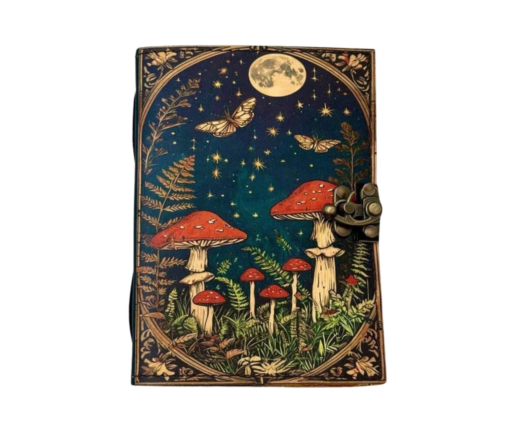 Mushroom Leather Journal Notebook Travel Diary Spell Book